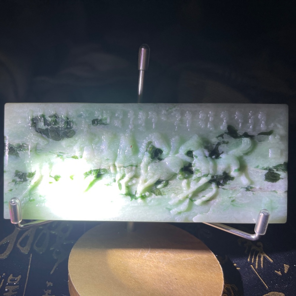 Burma Jade 8 Horses desk ornament